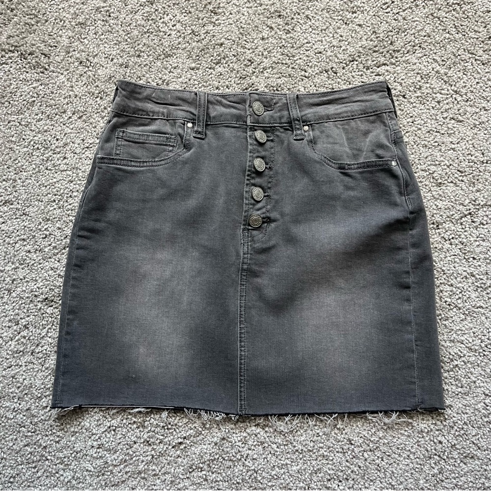 Grey Denim Button Down Skirt
